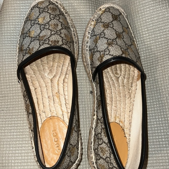 Gucci Logo Espadrille Flat Bees size 37.5 - Picture 7 of 16